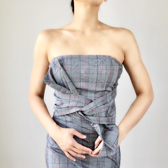 NORDSTROM MAD FOR PLAID Strapless midi dress - Picture 3 of 8